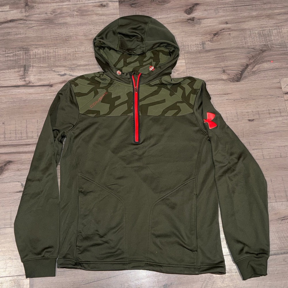 Men's Under Armour 1/4 Zip Sweatshirt Hoodie Camo Hunting Blaze Orange Gorpcore